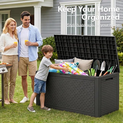 140 Gallon Outdoor Storage Box, Large Resin Deck Box, Waterproof Lockable - Image 6