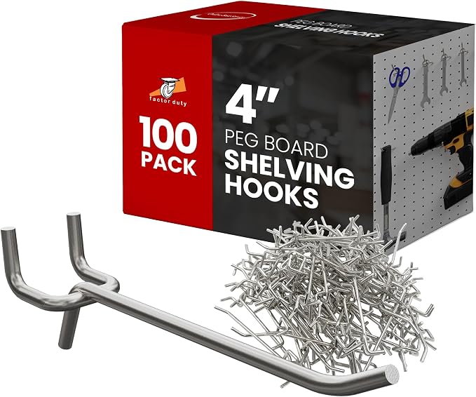 100 Pack PEG Board Pegboard Shelving Hooks 4" Length Wholesale Lot by FactorDuty
