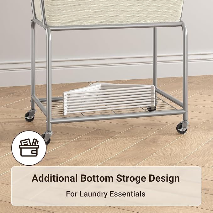 ELYKEN Laundry Cart with Wheels, Rolling Laundry Hamper with Removable Bag and - Image 6