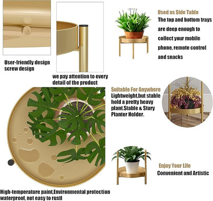 30" Plant Stand, 2 Tier Metal Flower Plants Holder - Image 5