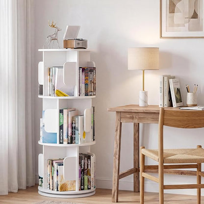 3-Tier 360° Rotating Bookshelf, Round Floor Standing Bookcase - Image 9