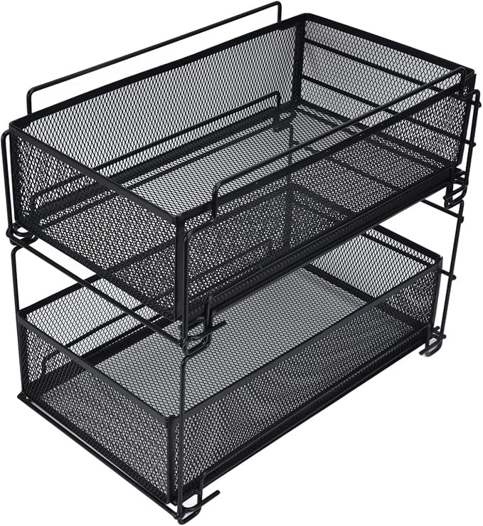 Cupboard Organiser, 2 Tier Under Sink Storage Organiser, Kitchen Storage Drawer by Unknown