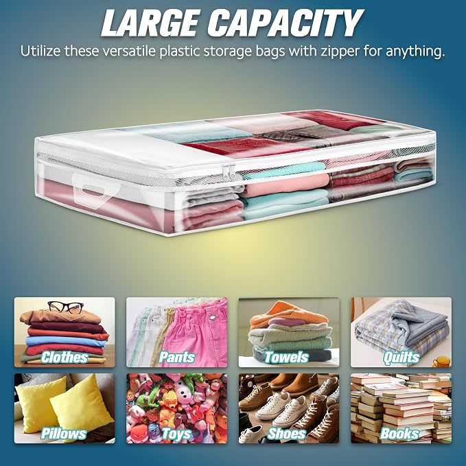 HIBAG 20 Gallon Under Bed Storage Containers, Underbed Clothing Storage Bins - Image 5