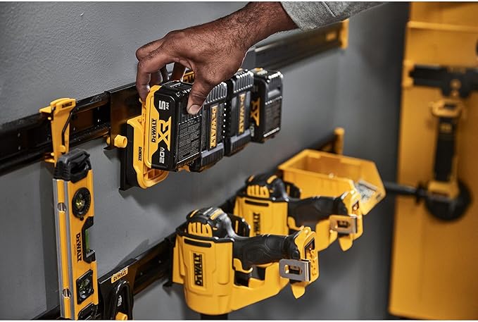 DEWALT Battery Organizer, Holds up to 4 Batteries, Mount Rail, Workshop Storage - Image 8