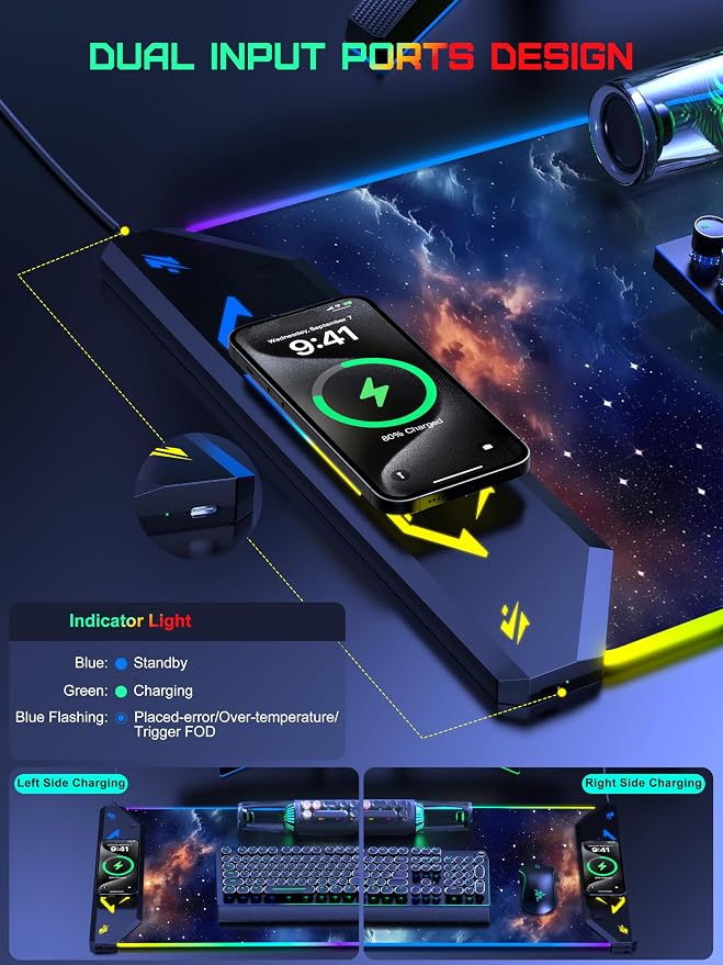 TopMade Wireless Charging Mouse Pad, RGB Gaming Mousepad, 35.4" x 15.8" Extra - Image 3