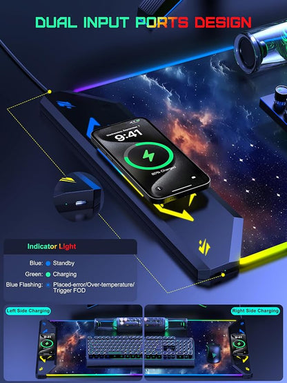 TopMade Wireless Charging Mouse Pad, RGB Gaming Mousepad, 35.4" x 15.8" Extra - Image 3
