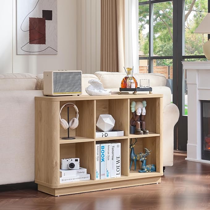 6 Cube Storage Book Shelf, Floor Standing 2-Tier Wooden Bookshelf - Image 7