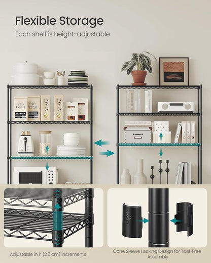 SONGMICS Storage Shelf, Metal Wire Shelving Unit, 5 Tier, Ink Black | - Image 5