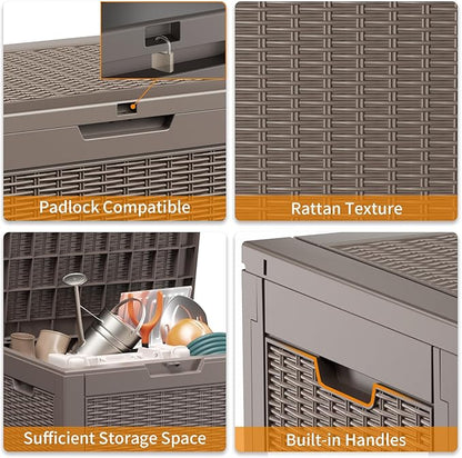 DRATO 36 Gallon Outdoor Storage Box Waterproof, Lockable Resin Deck Box - Image 5