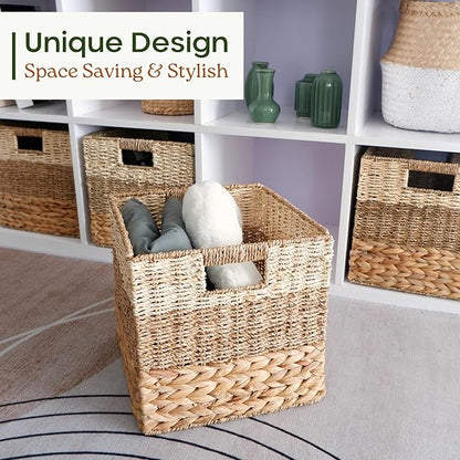 11 Inch Cube Storage Bins, Wicker Storage Baskets - Image 2