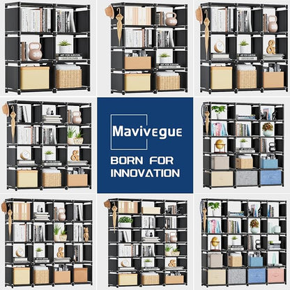 Mavivegue Bookshelf, 15 Cube Storage Organizer, Book Shelf Organizer, Tall - Image 6