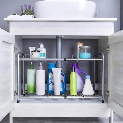 FlagShip 2 Tier Under Sink Organizers and Storage Rack Expandable Cabinet Shelf - Image 8