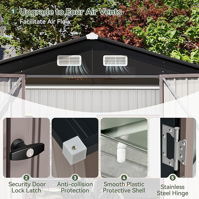 Aoxun 8'x6' Outdoor Storage Shed - Image 5