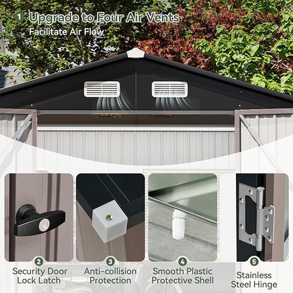 Aoxun 8'x6' Outdoor Storage Shed - Image 5
