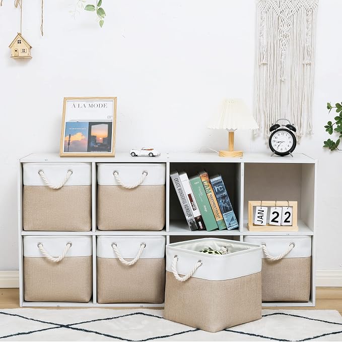 MidmmVick 11 x 11 Inch Cube Storage Bins, 6 Pack Large Collapsible Fabric - Image 2
