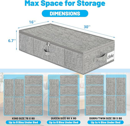 Under Bed Storage Container Bin 3 Pack, Low Profile Foldable Underbed Clothes - Image 6