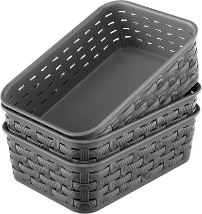 3 Pack Small Plastic Basket, Storage Bin Baskets by FUCDTEFC