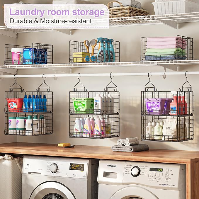 6 Tier Hanging Closet Organizers and Storage Stackable Hanging Closet Shelves - Image 6