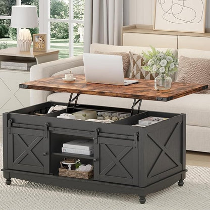 ALLSTAND 48" Farmhouse Lift Top Coffee Table by ALLSTAND