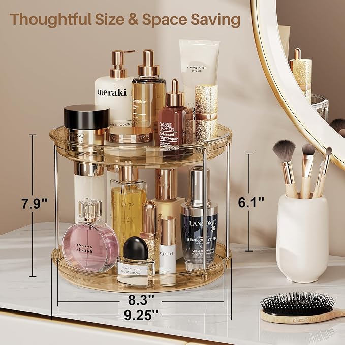 LAMU 2 Pack 2 Tier Lazy Susan Turntable Organizer 9.25'' Rotating Spice Rack - Image 5