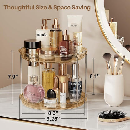 LAMU 2 Pack 2 Tier Lazy Susan Turntable Organizer 9.25'' Rotating Spice Rack - Image 5