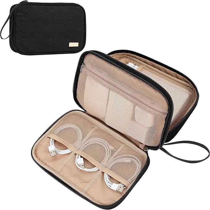 NISHEL Travel Cord Organizer Case, Double Layers Tech Electronic Bag, Essentials by NISHEL