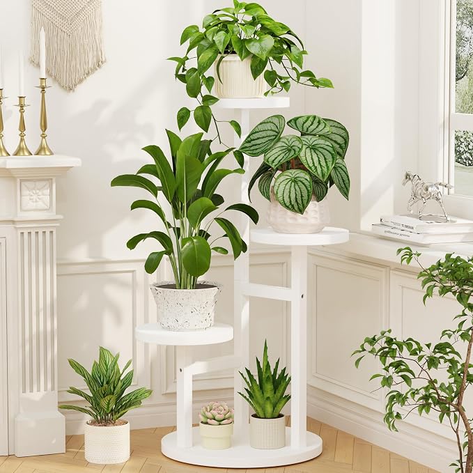 LASZOLA 3 Tiered Wood Plant Stand Indoor Corner, Flower Holder Rack Tall by LASZOLA