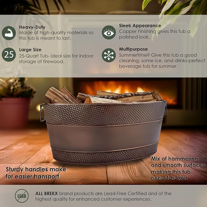 BREKX Copper Galvanized Firewood Storage Bin - Image 5