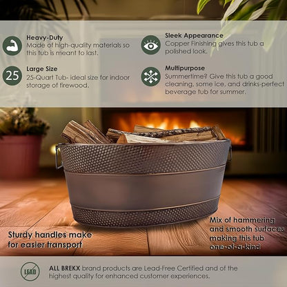 BREKX Copper Galvanized Firewood Storage Bin - Image 5