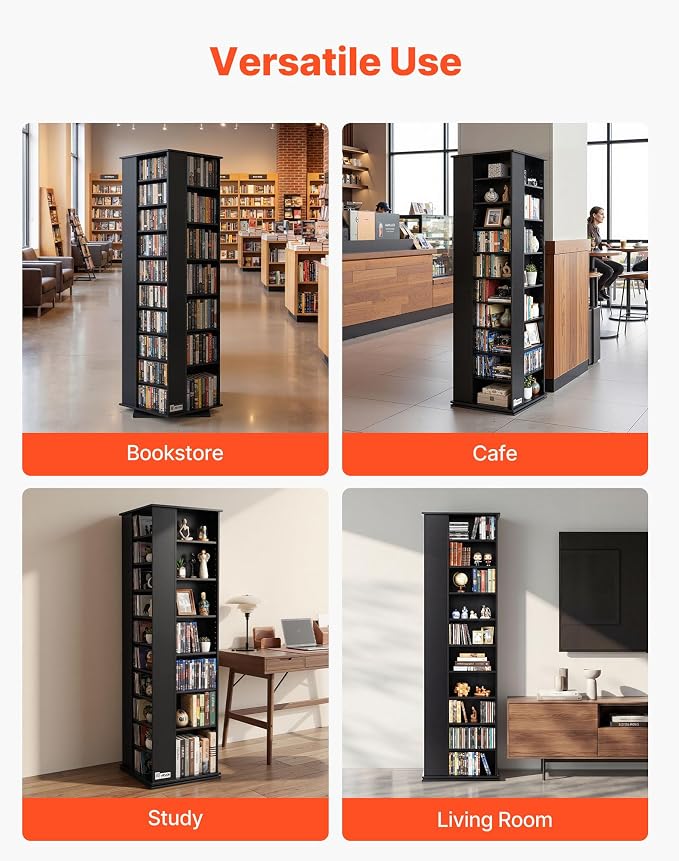VEVOR Media Storage Cabinet, CD Rack Tower, 34 Compartments Rotating Media - Image 8