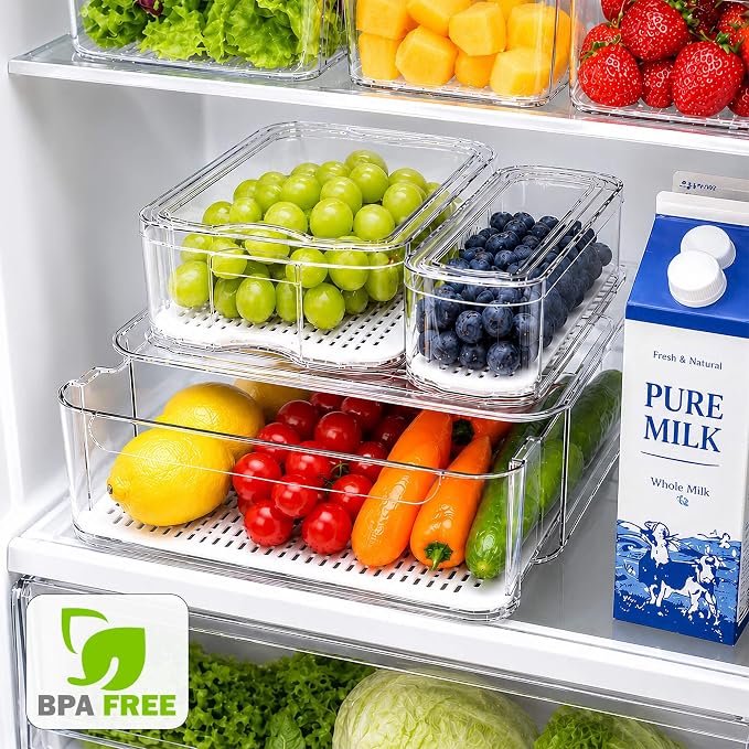 SMRCAD 8 Pack Clear Fridge Organizer Bins - Image 5