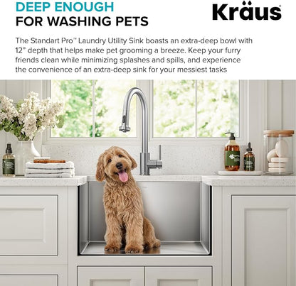 Kraus KHU101-24L Standart PRO 24-inch Undermount 16 Gauge Single Bowl Laundry - Image 8