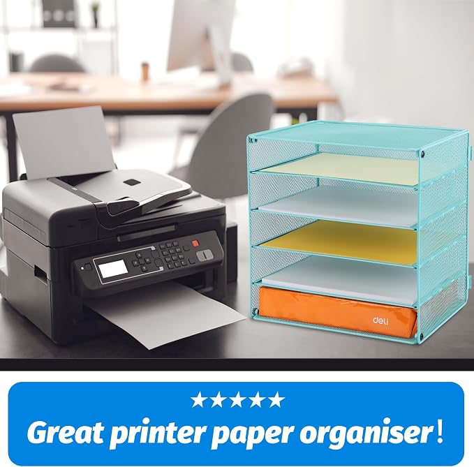 EASEPRES 5 Slot Mesh Desk Organizer Tray, File Paper Letter Folder Holder - Image 4