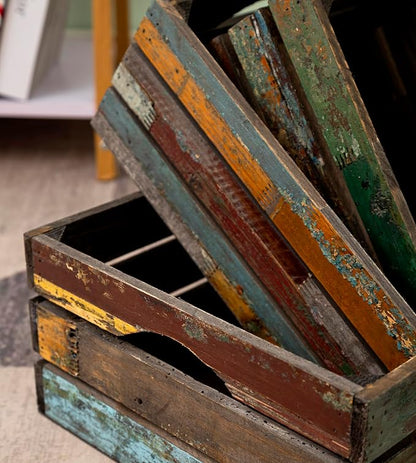 TIMRIS Set of 3 Rustic Distressed Wood Nesting Crates, Farmhouse Decorative - Image 7