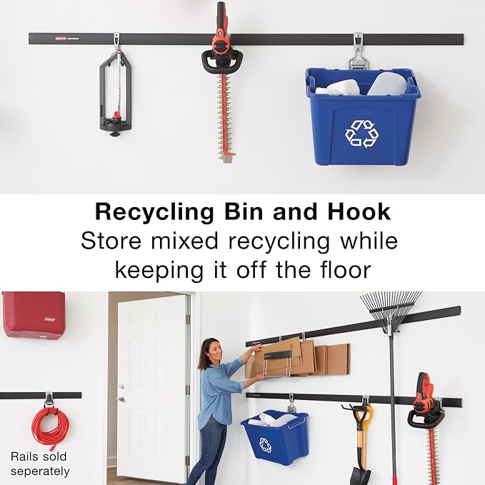 Rubbermaid Garage Fasttrack Recycling Bin Wall Mounted Recycling System Holds - Image 2