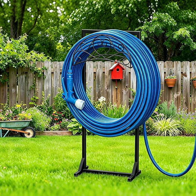 Garden Hose Holder, Freestanding Hose Reel Stand 4 Spikes, Heavy Duty Water - Image 2