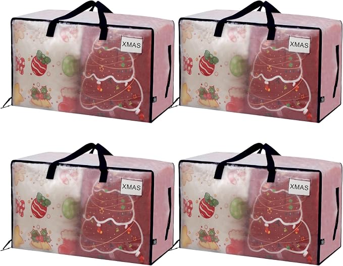 VENO 4 Pack Moving Bags and Large Christmas Decoration Storage Bins by Veno