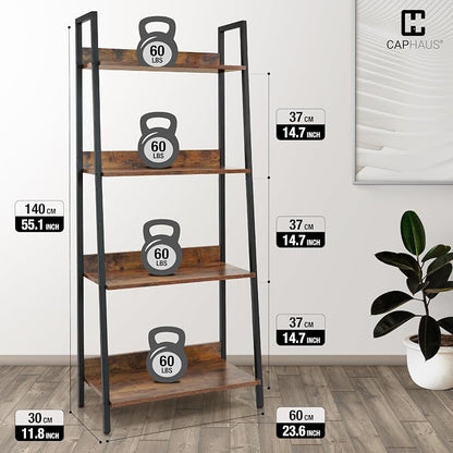 CAPHAUS 4 Tier Ladder Bookshelf, 24 Inch Width Free Standing Shelf, Bookcase - Image 3