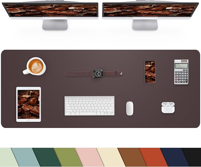 Large Leather Desk Pad Protector, Office Desk Mat, Mouse Pad, Non-Slip PU by cebowa