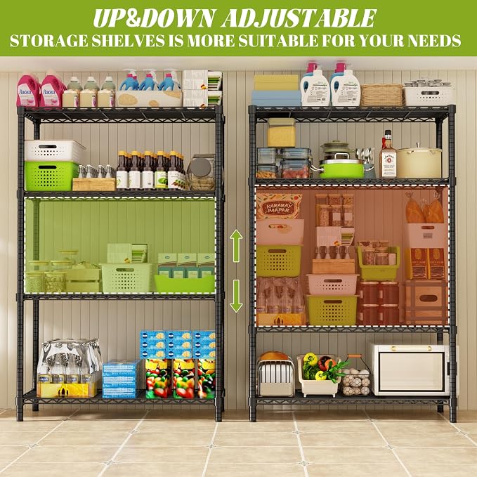 Storage Shelves Heavy Duty, 4-Tier Adjustable Metal Industrial Utility Shelf - Image 4