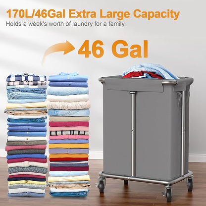 Hodonas Laundry Basket with Wheels, Rolling Laundry Hamper, 46 Gallons - Image 2