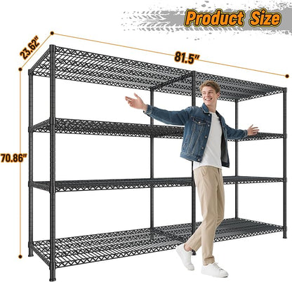 REIBII 81.5''W Storage Shelves 3680LBS Garage Shelving Heavy Duty 4 Tier Metal - Image 3