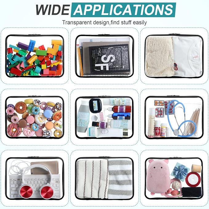 Sanwuta 6 Pcs Clear Hard Zipper Case Hard Plastic Zipper Pouches Transparent - Image 7