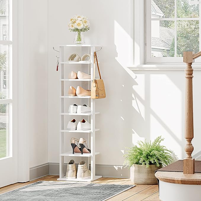 HOOBRO 8 Tiers Vertical Shoe Rack, Wooden Shoe Storage Organizer - Image 4
