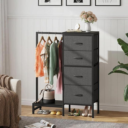 HIGDBFE Dresser with Hanging Rack, 4 Drawers Small Closet - Image 3