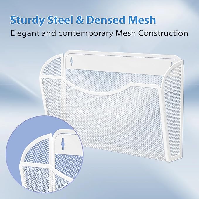 MINDEPOT Wall File Organizer, Hanging Wall File Holder, 3 Pack, Metal Mesh Wall - Image 5