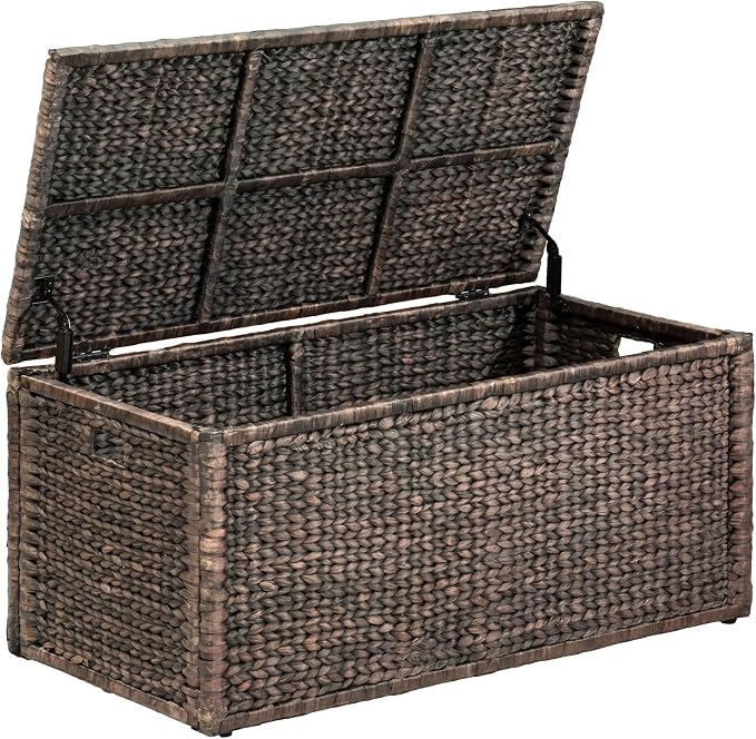 eHemco Wicker Storage Trunk, Metal Frame, Heavy-duty, Water Hyacinth by eHemco