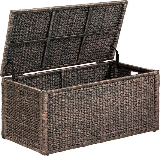 eHemco Wicker Storage Trunk, Metal Frame, Heavy-duty, Water Hyacinth by eHemco