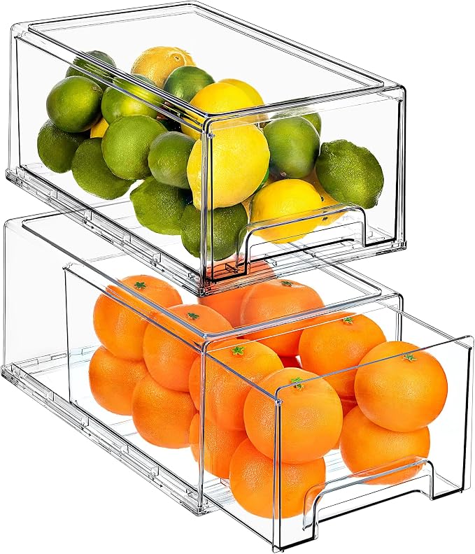 Sorbus Large Clear Storage Drawers – Stackable Pull-Out Storage Bins by Sorbus