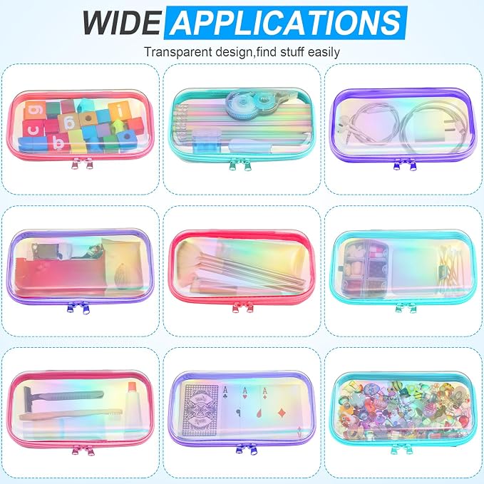 Sanwuta 6 Pcs Clear Hard Zipper Case Hard Plastic Zipper Pouches Transparent - Image 7